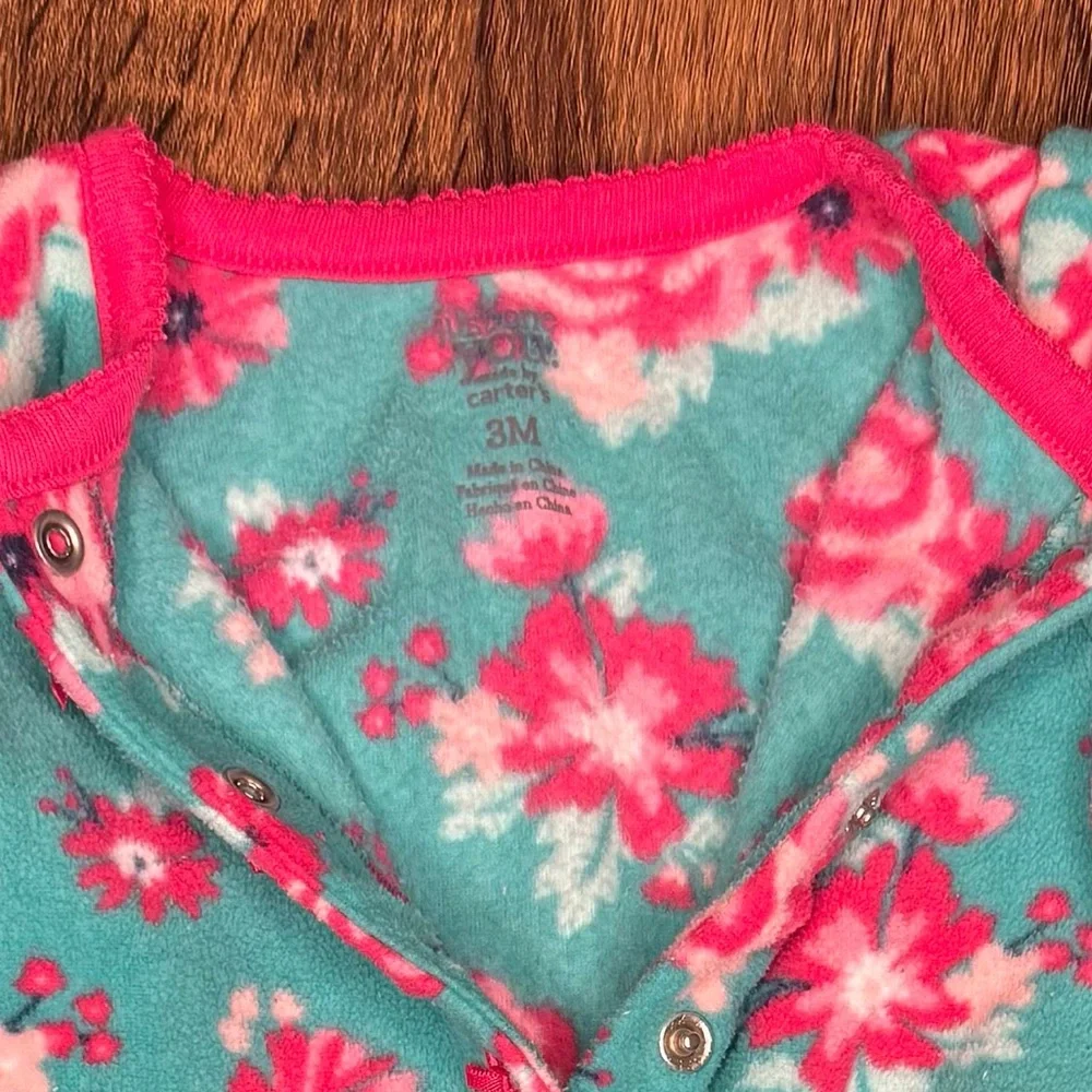 Carter’s floral fleece footie pajamas footless pjs baby girls 0-3 months Bundle